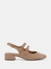 Novo Nude Courtney Eyelet Detail Mary Jane Low Heel Slingback Shoes - Image 6 of 6
