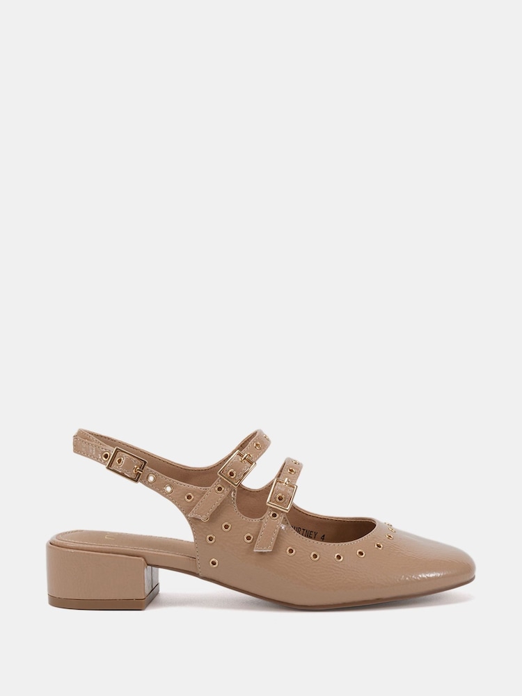 Novo Nude Courtney Eyelet Detail Mary Jane Low Heel Slingback Shoes - Image 6 of 6 Novo Nude Courtney Eyelet Detail Mary Jane Low Heel Slingback Shoes - Image 6 of 6