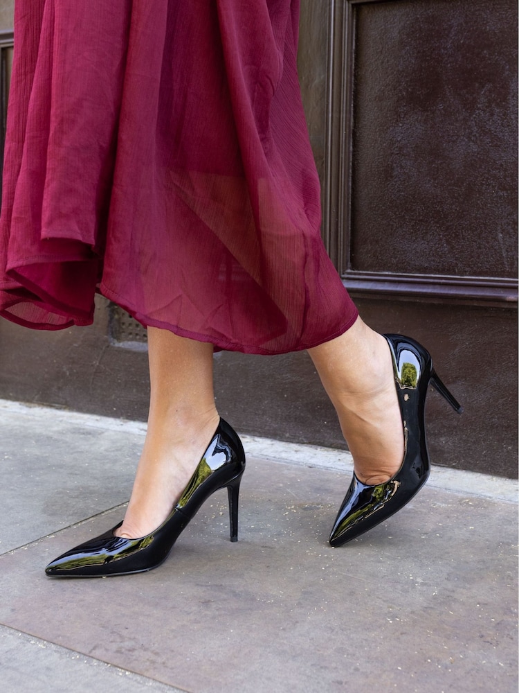 Novo Black Chrome Wide Fit Immaculate Point Court Shoes - Image 1 of 6