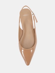 Novo Natural Clover Point Toe Low Heel Slingback Shoes - Image 5 of 6