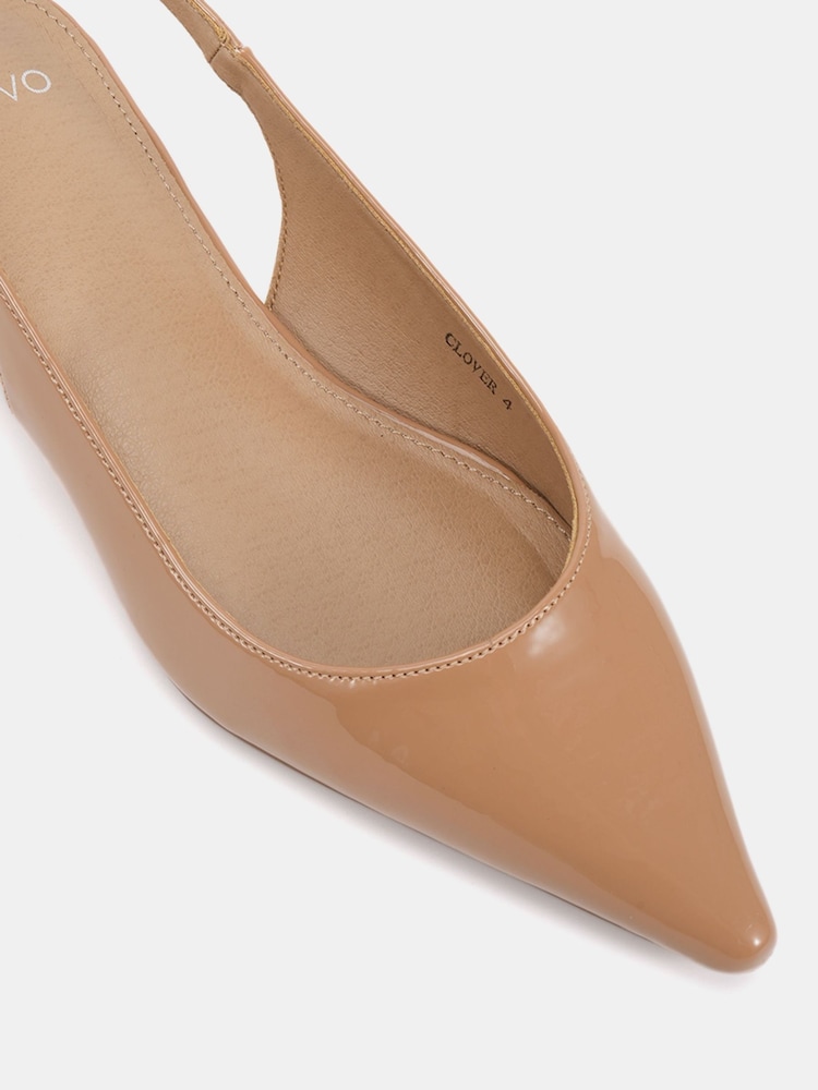 Novo Natural Clover Point Toe Low Heel Slingback Shoes - Image 6 of 6