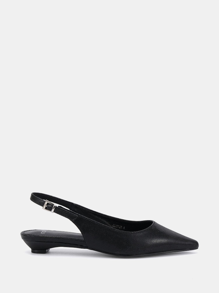 Novo Black Clover Point Toe Low Heel Slingback Shoes - Image 2 of 6