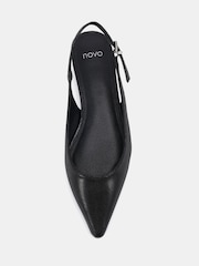 Novo Black Clover Point Toe Low Heel Slingback Shoes - Image 5 of 6