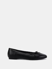 Novo Black Wide Fit Camilla Asymetric Bow Ballerinas - Image 2 of 6