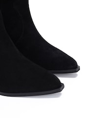 Off The Hook Black Texas Block Heel Western Ankle Leather Boots - Image 5 of 6