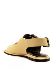 Off The Hook Yellow Baker Leather Slingback Buckle Flat Sandals - Image 4 of 7