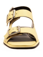 Off The Hook Yellow Baker Leather Slingback Buckle Flat Sandals - Image 5 of 7