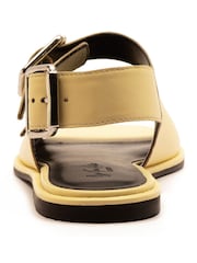 Off The Hook Yellow Baker Leather Slingback Buckle Flat Sandals - Image 6 of 7