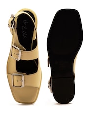 Off The Hook Yellow Baker Leather Slingback Buckle Flat Sandals - Image 7 of 7
