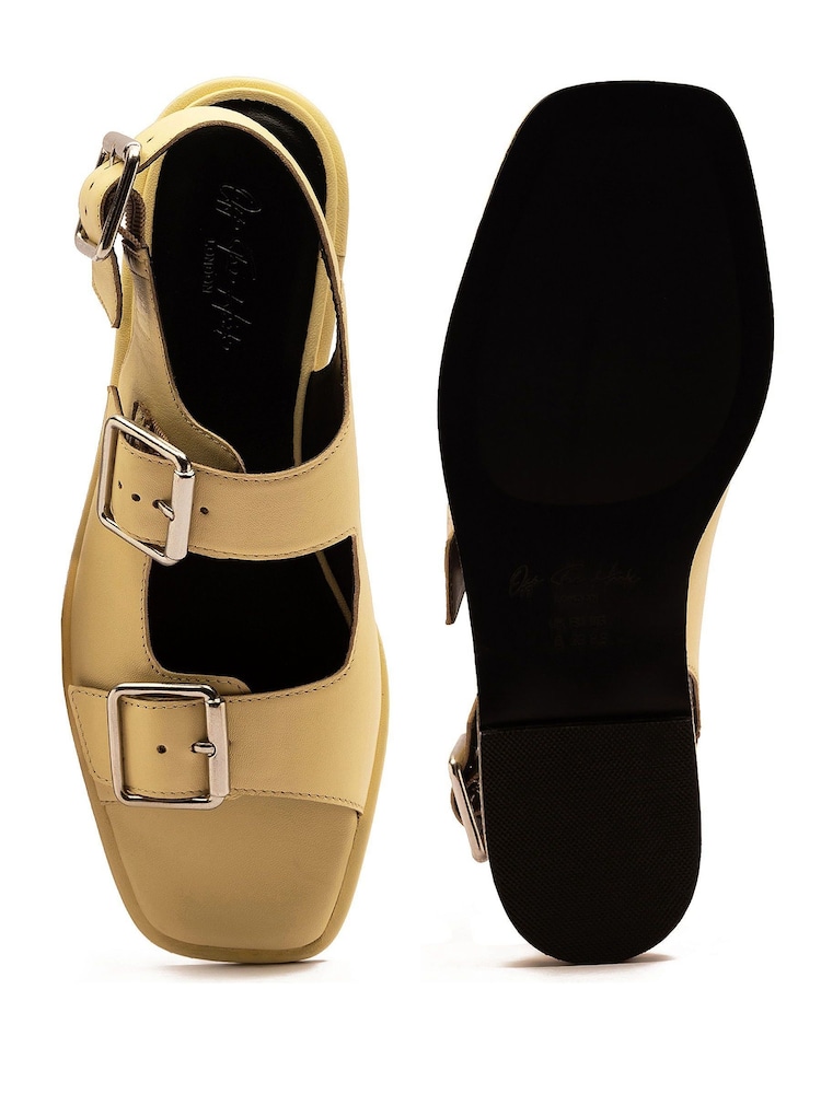 Off The Hook Yellow Baker Leather Slingback Buckle Flat Sandals - Image 7 of 7