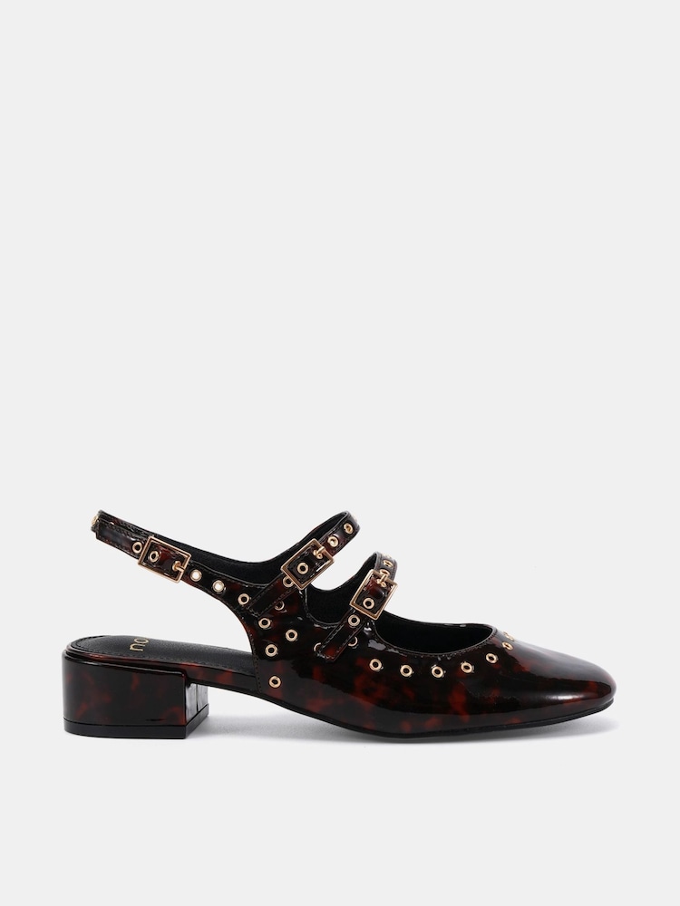 Novo Brown Courtney Eyelet Detail Mary Jane Low Heel Slingback Shoes - Image 6 of 6 Novo Brown Courtney Eyelet Detail Mary Jane Low Heel Slingback Shoes - Image 6 of 6