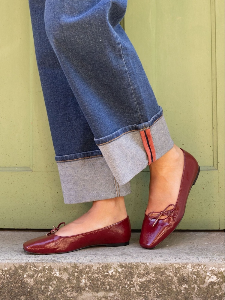 Novo Red Wide Fit Camilla Asymetric Bow Ballerinas - Image 1 of 6 Novo Red Wide Fit Camilla Asymetric Bow Ballerinas - Image 1 of 6
