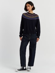 Chinti & Parker Blue Wool Cashmere Star Yoke Fair Isle Sweater - Image 2 of 4
