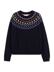 Chinti & Parker Blue Wool Cashmere Star Yoke Fair Isle Sweater - Image 4 of 4