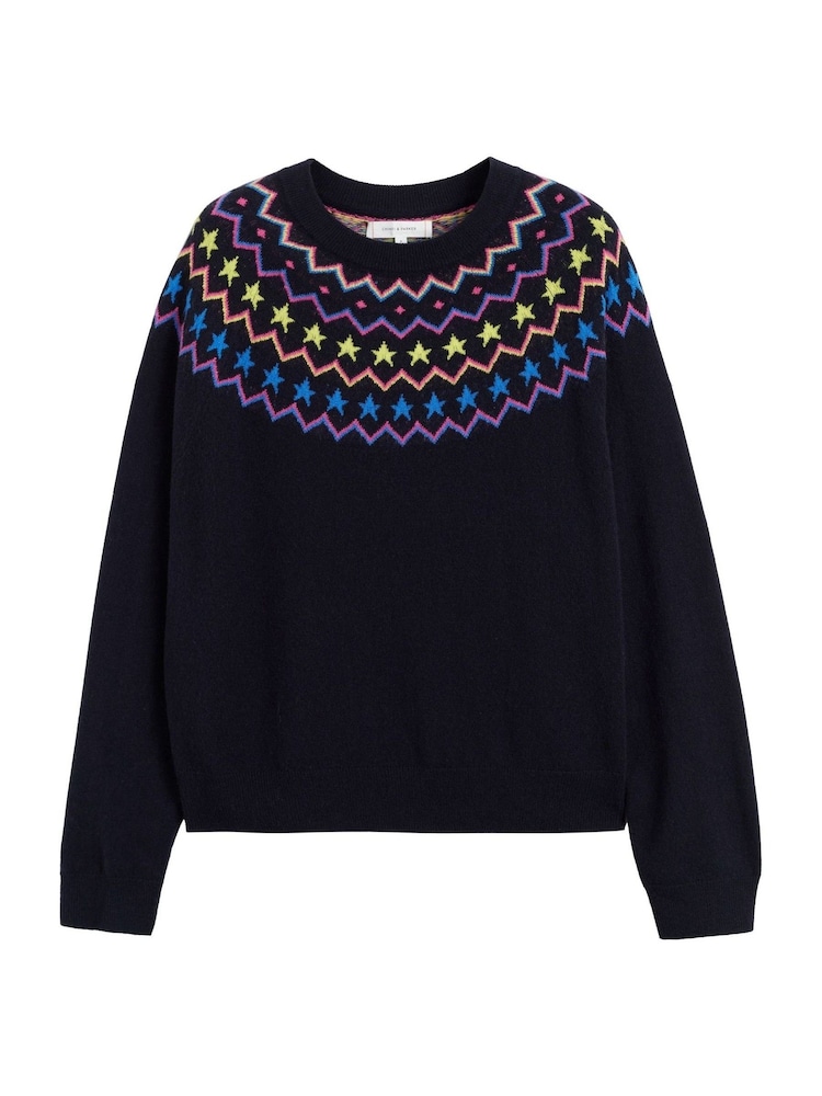 Chinti & Parker Blue Wool Cashmere Star Yoke Fair Isle Sweater - Image 4 of 4 Chinti & Parker Blue Wool Cashmere Star Yoke Fair Isle Sweater - Image 4 of 4