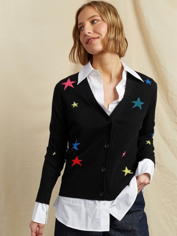 Chinti & Parker Wool Cashmere Star Black Cardigan - Image 1 of 6 Chinti & Parker Wool Cashmere Star Black Cardigan - Image 1 of 6