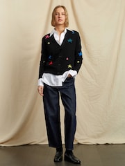 Chinti & Parker Wool Cashmere Star Black Cardigan - Image 5 of 6