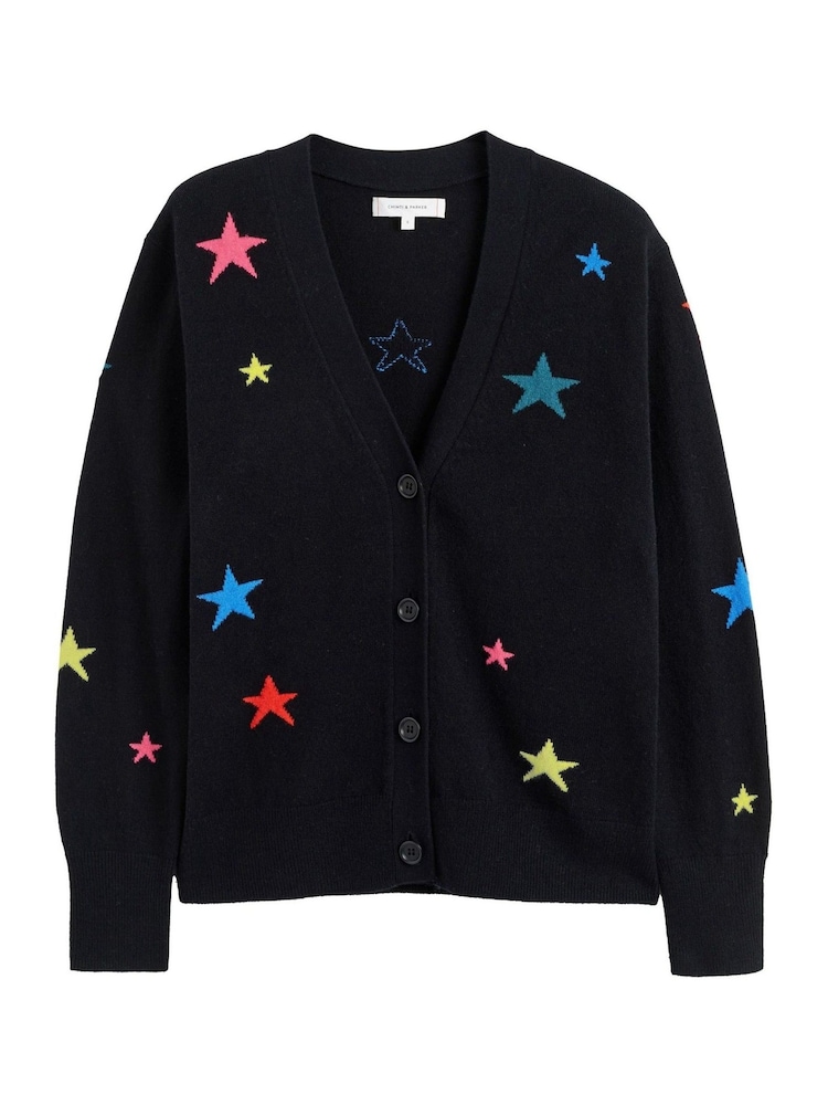 Chinti & Parker Wool Cashmere Star Black Cardigan - Image 6 of 6