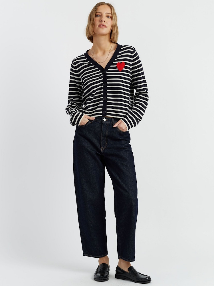 Chinti & Parker Wool Cashmere Heart Breton Cardigan - Image 1 of 4 Chinti & Parker Wool Cashmere Heart Breton Cardigan - Image 1 of 4