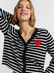Chinti & Parker Wool Cashmere Heart Breton Cardigan - Image 3 of 4