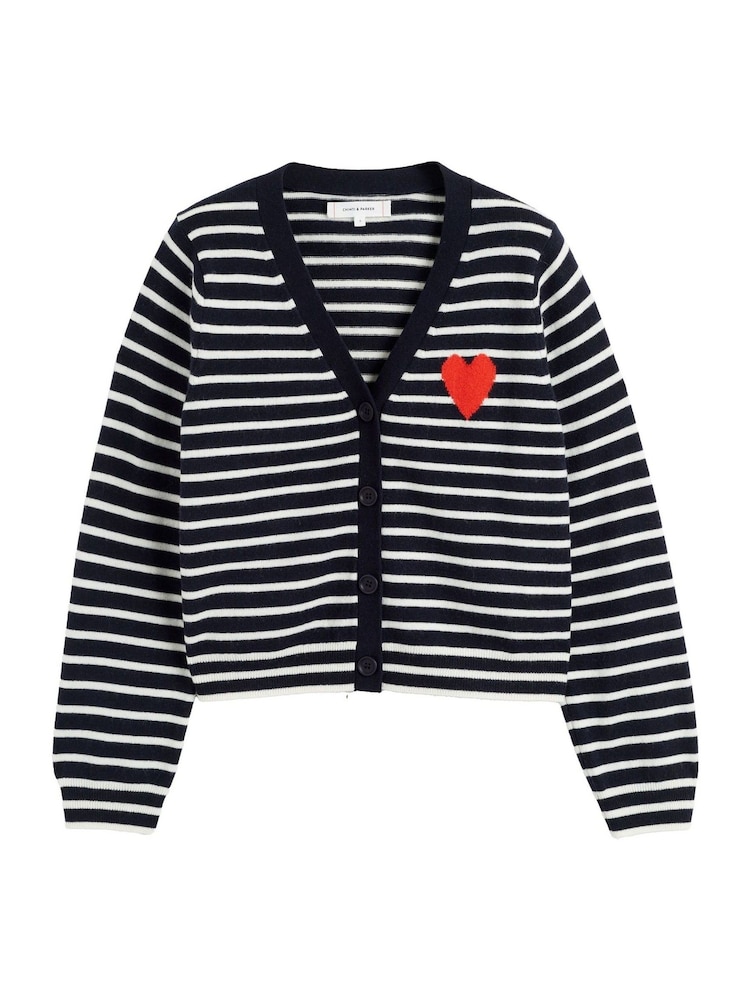 Chinti & Parker Wool Cashmere Heart Breton Cardigan - Image 4 of 4 Chinti & Parker Wool Cashmere Heart Breton Cardigan - Image 4 of 4