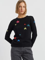 Chinti & Parker Wool Cashmere Star Black Sweater - Image 1 of 4
