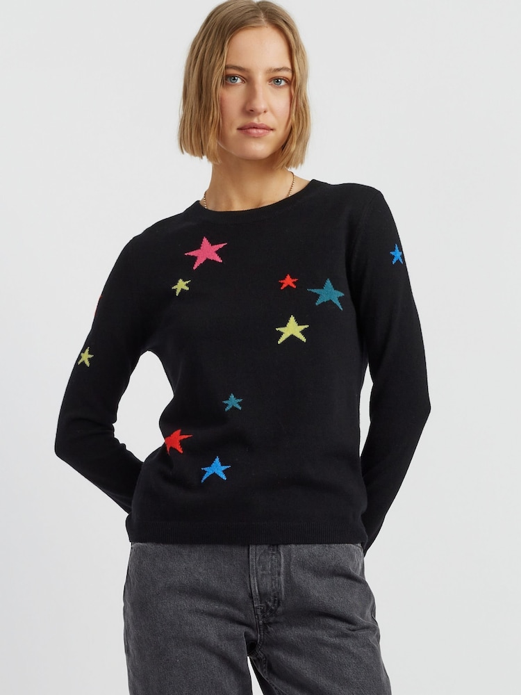 Chinti & Parker Wool Cashmere Star Black Sweater - Image 1 of 4