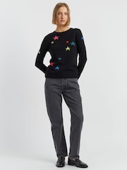 Chinti & Parker Wool Cashmere Star Black Sweater - Image 2 of 4