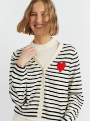 Chinti & Parker Wool Cashmere Heart Breton Cardigan - Image 1 of 4
