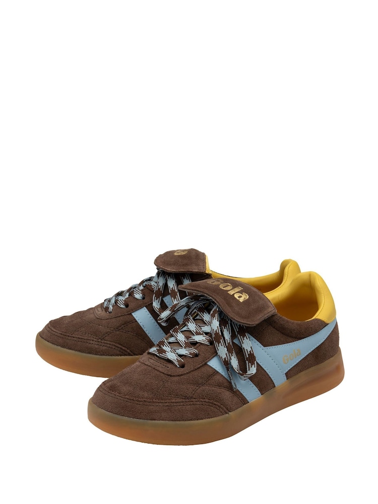 Gola Brown Ladies Stadia 86 Suede Lace-Up Trainers - Image 2 of 4 Gola Brown Ladies Stadia 86 Suede Lace-Up Trainers - Image 2 of 4