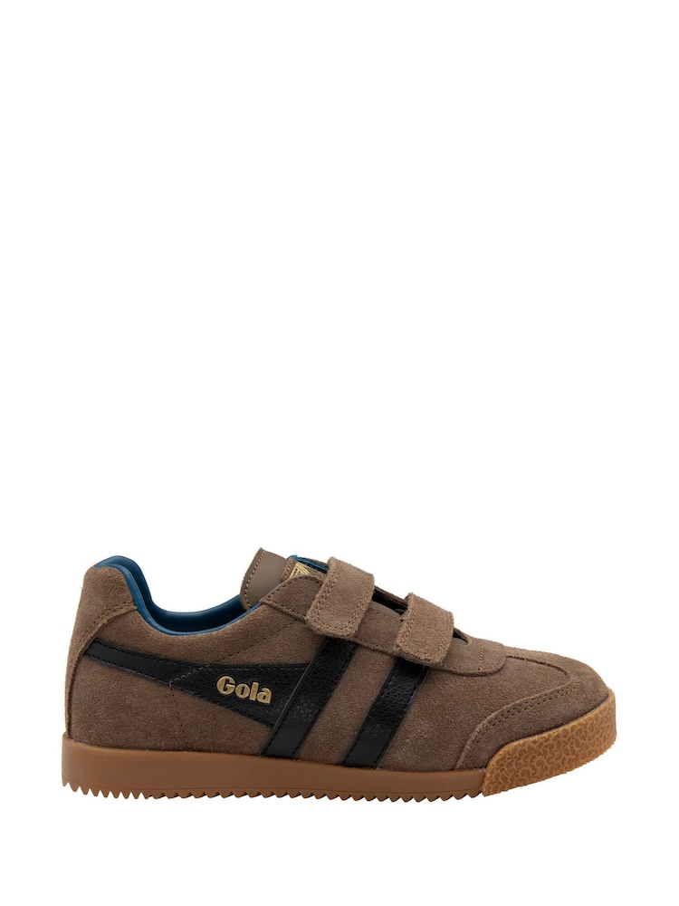 Gola Brown Kids Harrier Strap Suede Strap Trainers - Image 1 of 3 Gola Brown Kids Harrier Strap Suede Strap Trainers - Image 1 of 3