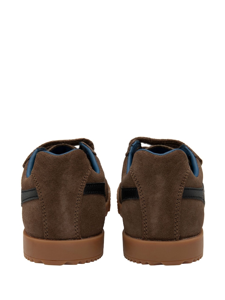 Gola Brown Kids Harrier Strap Suede Strap Trainers - Image 2 of 3 Gola Brown Kids Harrier Strap Suede Strap Trainers - Image 2 of 3