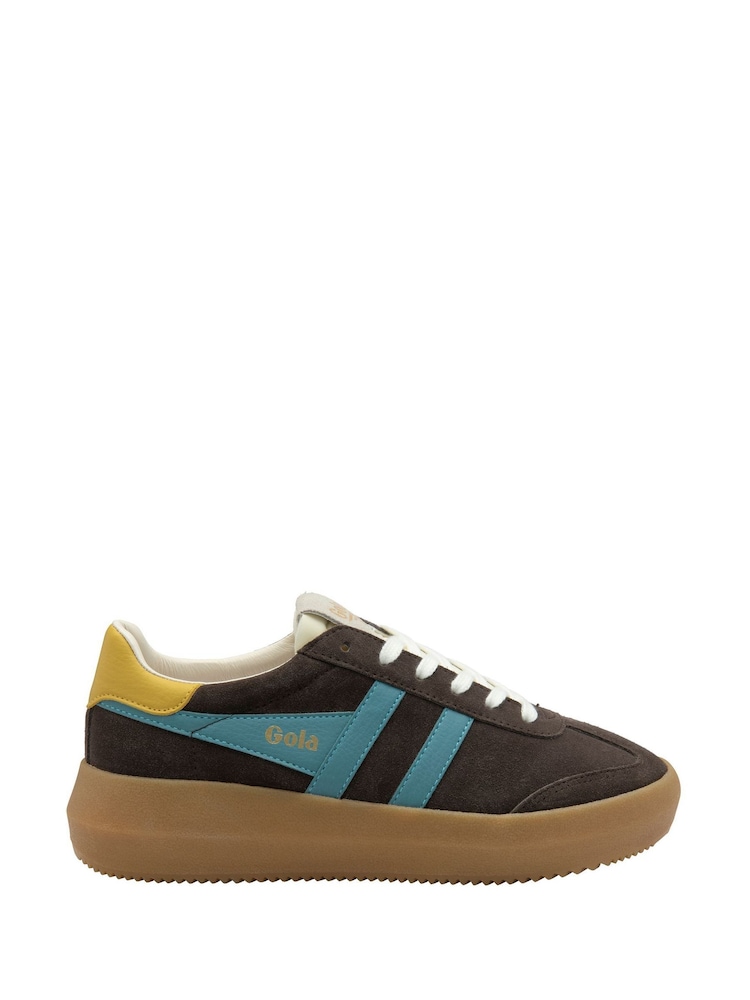 Gola Brown Ladies Athena Suede Lace-Up Trainers - Image 1 of 4 Gola Brown Ladies Athena Suede Lace-Up Trainers - Image 1 of 4