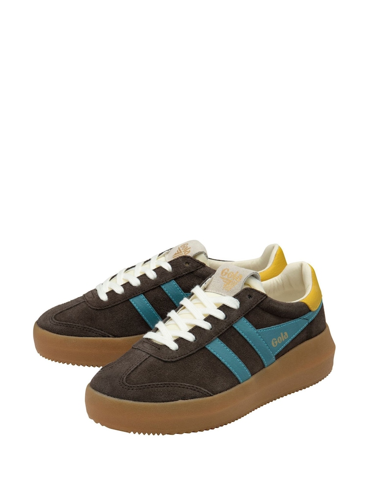 Gola Brown Ladies Athena Suede Lace-Up Trainers - Image 2 of 4 Gola Brown Ladies Athena Suede Lace-Up Trainers - Image 2 of 4