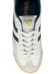 Gola White Mens Europa Leather Lace-Up Trainers - Image 3 of 4