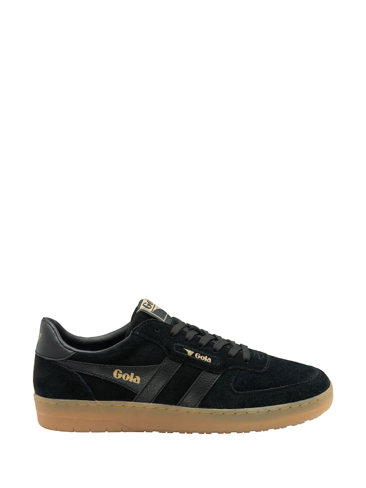 Gola Black Mens Hawk Suede 86 Lace-Up Trainers - Image 1 of 4