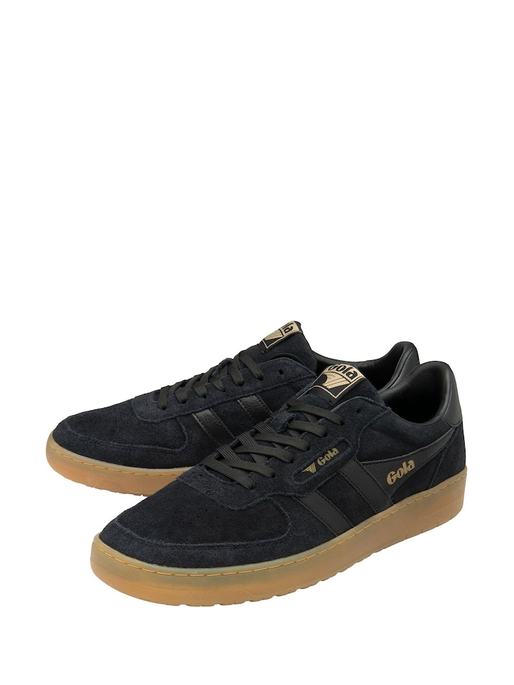 Gola Black Mens Hawk Suede 86 Lace-Up Trainers - Image 2 of 4