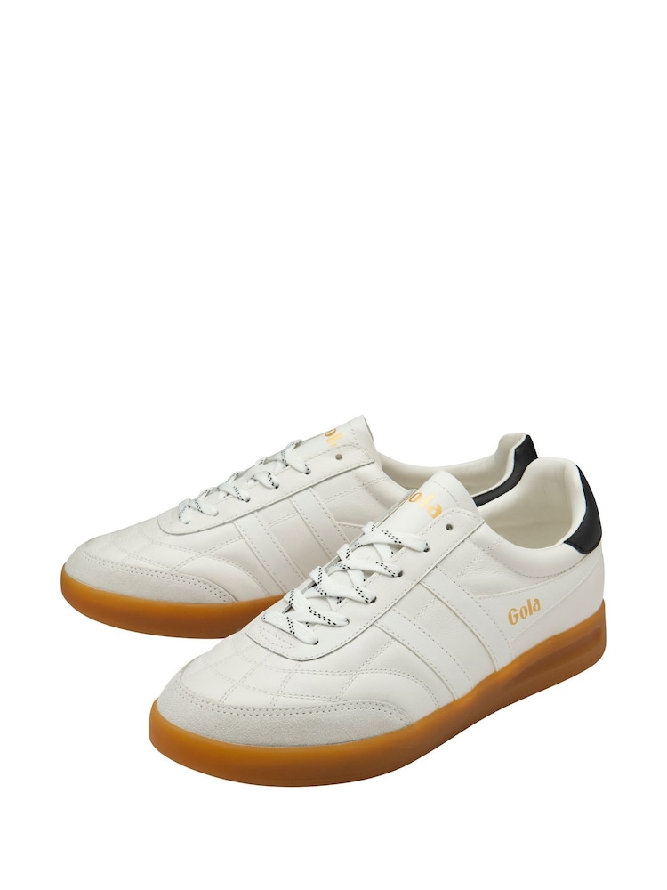 Gola White Mens Stadia Leather Lace-Up Trainers - Image 2 of 4 Gola White Mens Stadia Leather Lace-Up Trainers - Image 2 of 4