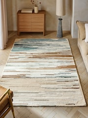 Blue Linear Abstract Wool Rug - Image 1 of 5