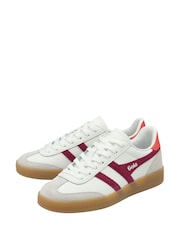 Gola White Ladies Viper Leather Lace-Up Trainers - Image 2 of 4