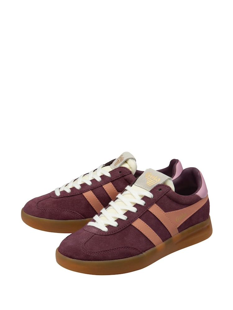 Gola Red Ladies Cyclone Suede Lace Up Trainers - Image 2 of 4 Gola Red Ladies Cyclone Suede Lace Up Trainers - Image 2 of 4