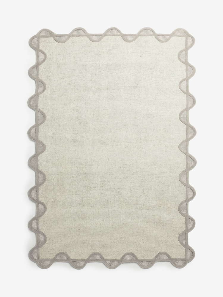 Natural Scallop Edge Wool Rug - Image 2 of 5