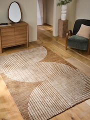 Ochre Yellow Abstract Curve Shape Rug - Image 1 of 5