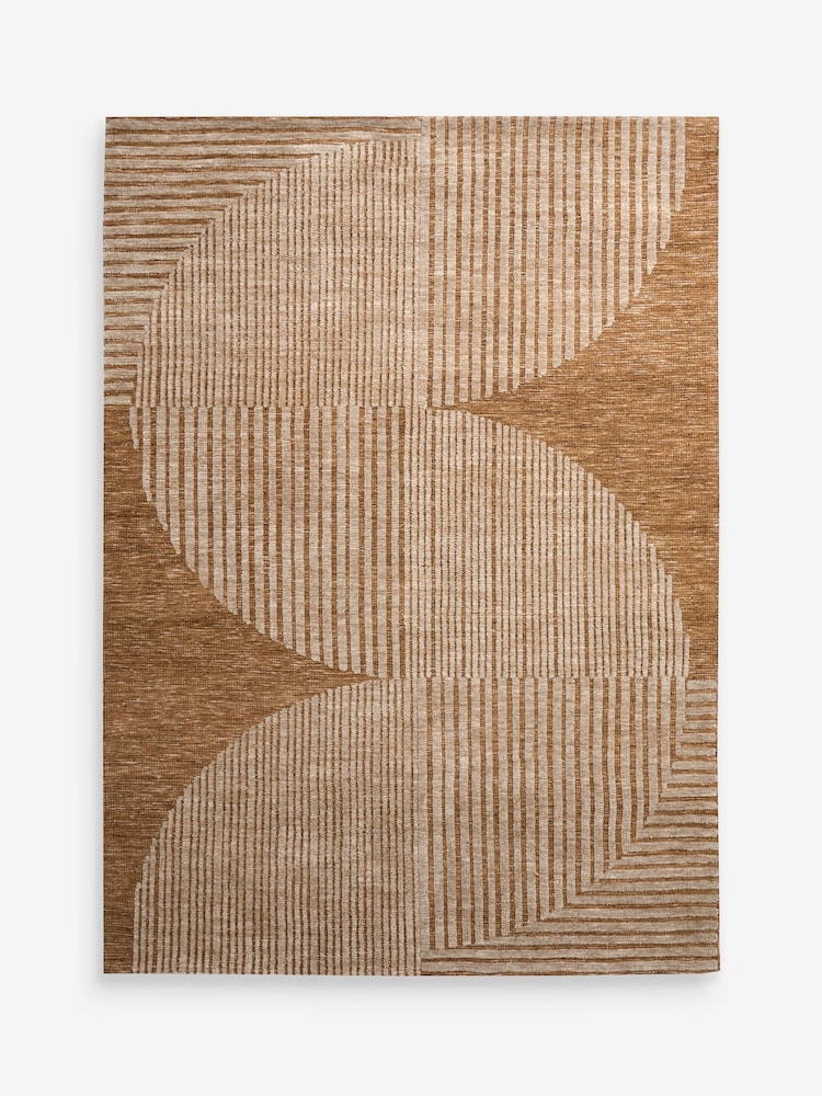 Ochre Yellow Abstract Curve Shape Rug - Image 5 of 5