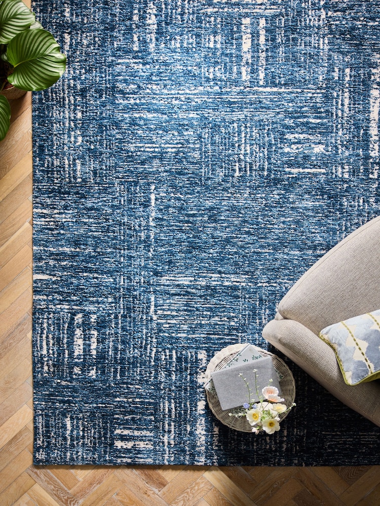 Navy Soft Haze Abstract Rug - Image 1 of 5 Navy Soft Haze Abstract Rug - Image 1 of 5