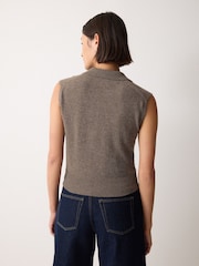 Jigsaw Brown Wool Cashmere Blend Collar Top - Image 2 of 2