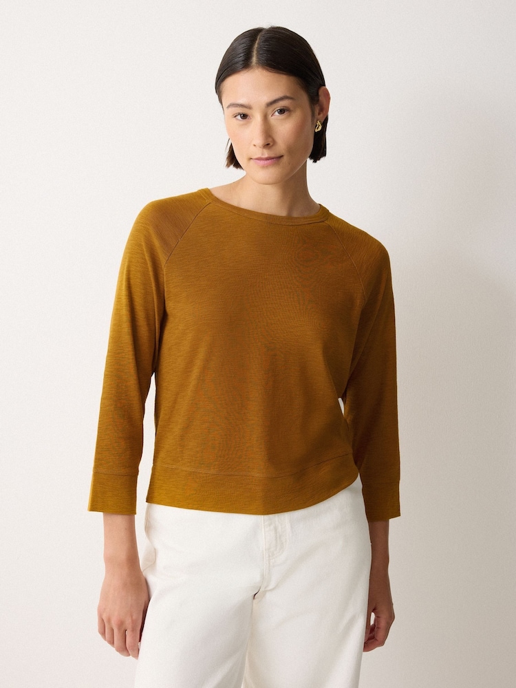 Jigsaw Brown Cotton Luxe Raglan T-Shirt - Image 1 of 2
