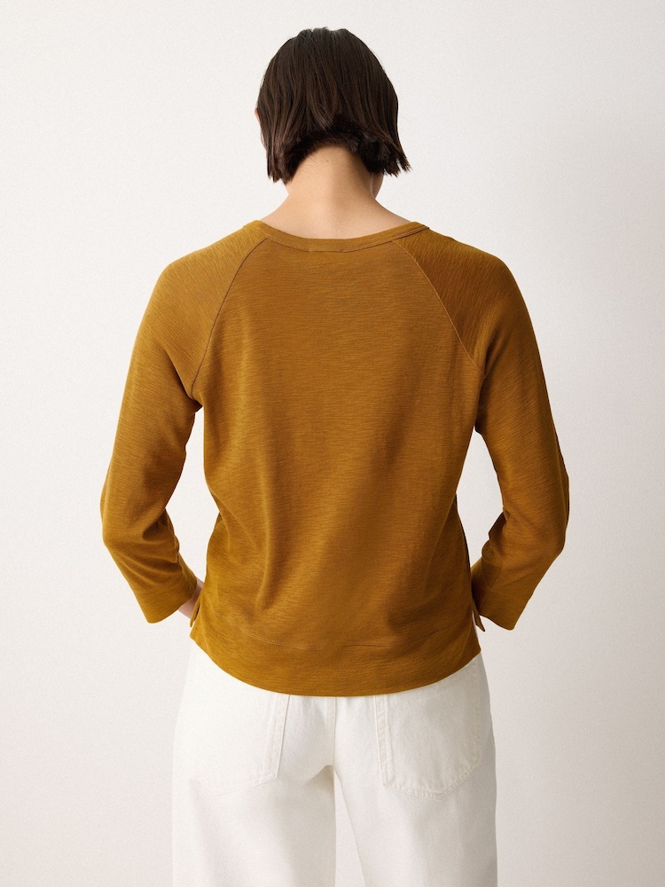 Jigsaw Brown Cotton Luxe Raglan T-Shirt - Image 2 of 2