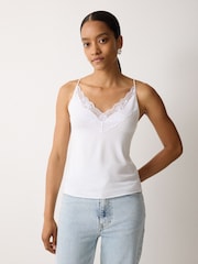 أبيض - Jigsaw Modal Lace Camisole - صورة 1 من 2