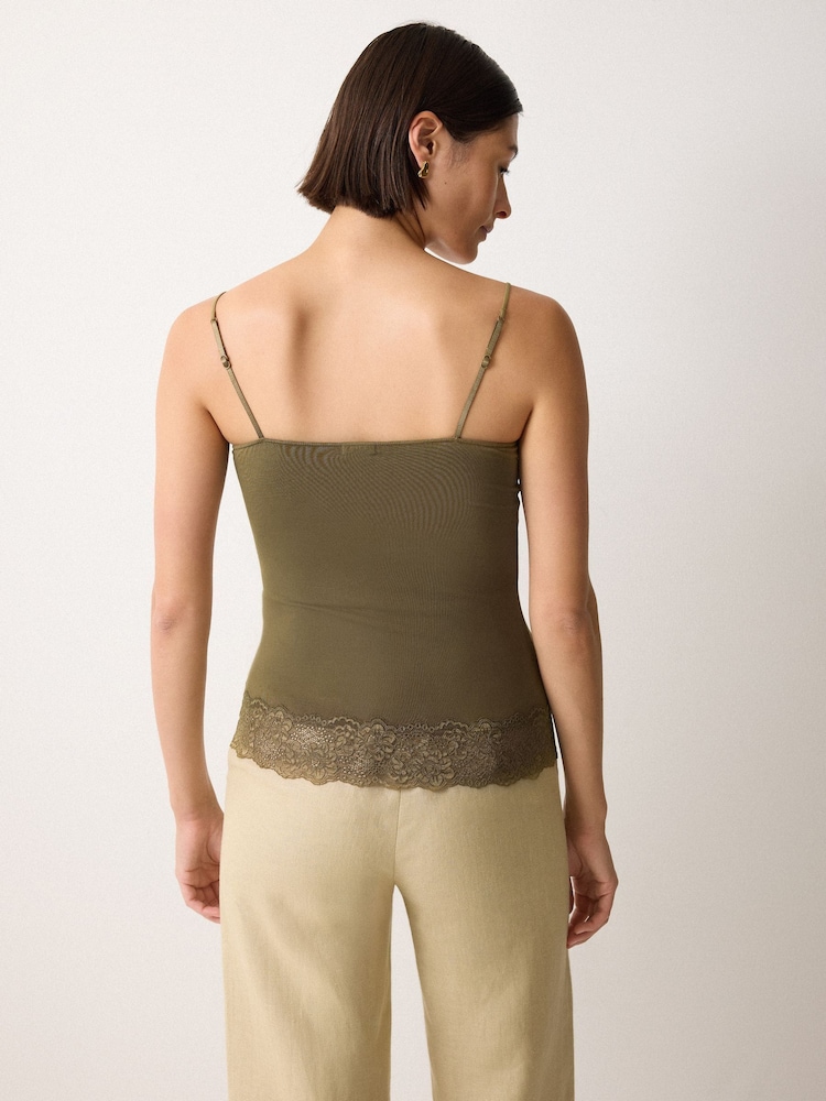 Jigsaw Green Modal Lace Vest - Image 2 of 2 Jigsaw Green Modal Lace Vest - Image 2 of 2